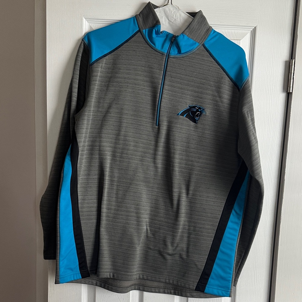 Antigua - Gray and Blue Men's Carolina Panthers Lightweight Fleece Zip-Up, XL